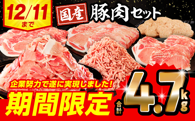 【2025年3月発送予定】【期間限定】ロースたっぷり大満足豚肉バラエティセット4.7kg_M132-064-UP-mar