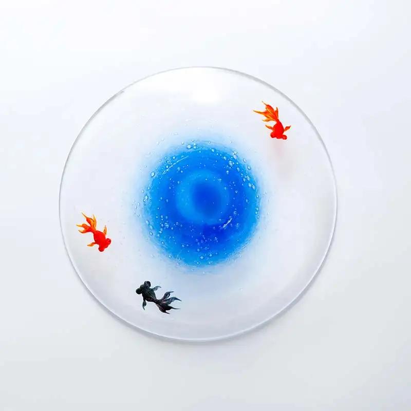 ＜ガラス作家 松尾具美＞大皿「水鞠」硝子 ガラス 大皿 皿 金魚 松尾具美 贈り物 ギフト F6L-1257