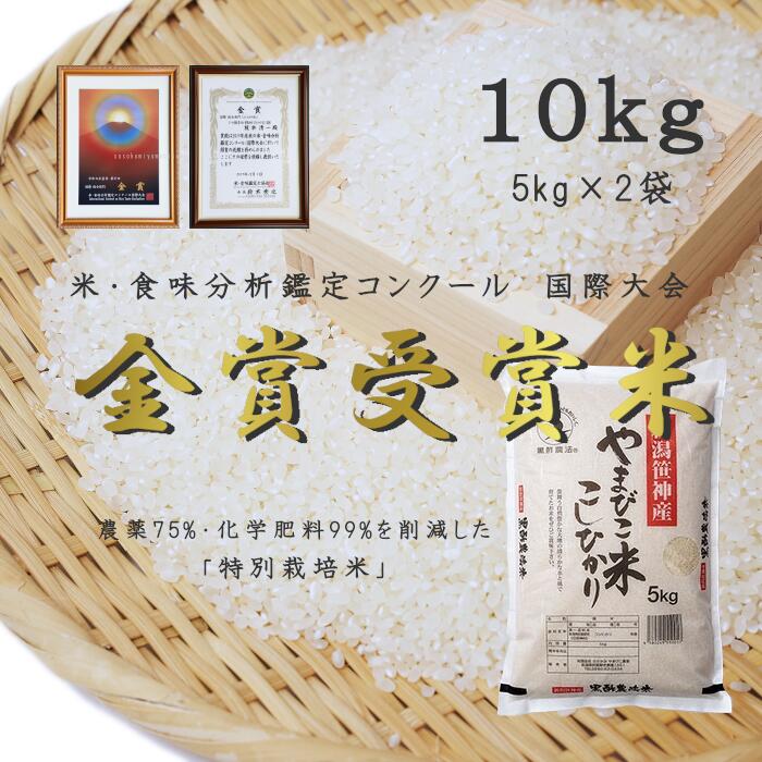 【ふるさと納税】【令和7年産新米予約】農家直送！ 玄米黒酢農法 コシヒカリ 「やまびこ米」 10kg (5kg×2袋） 米 精米 白米 こしひかり 金賞受賞米 食味分析鑑定コンクール 国際大会 国際総合部門 10月中旬より順次発送予定
