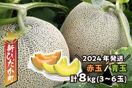 ＜ 7月中旬より発送 ＞ 北海道産 メロン 赤肉 青肉 8kg 4～6玉 食べ比べ セット ＜ 予約受付 ＞