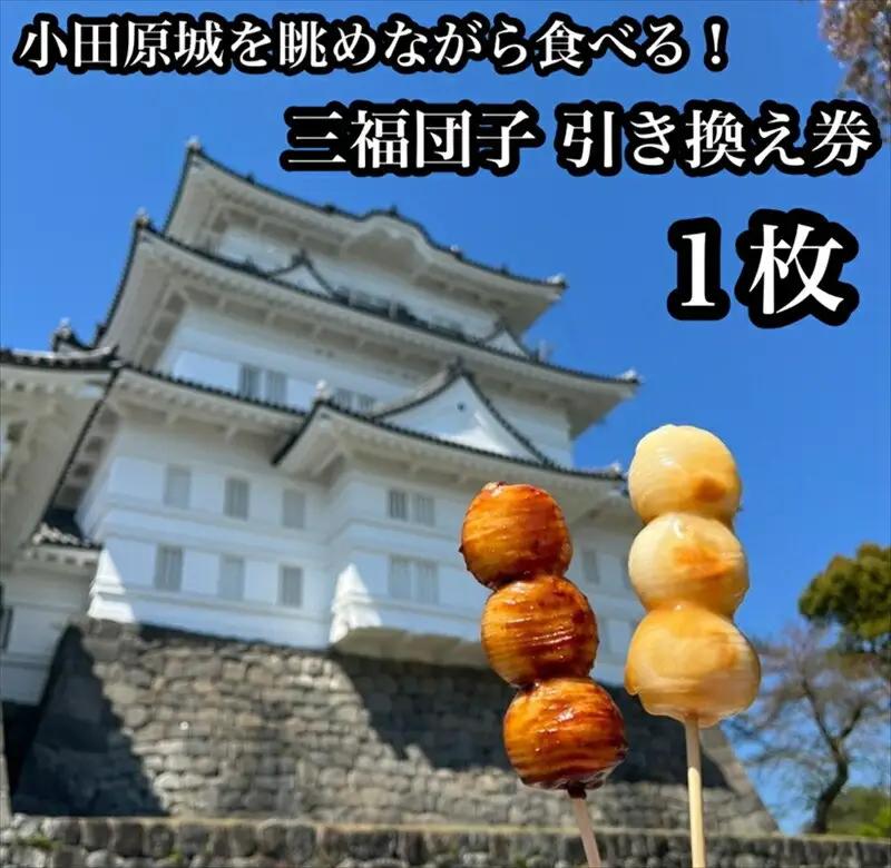小田原城を眺めながら食べるお団子 三福団子引換券 1本分 くるみ味噌 みたらし団子【 引換券 神奈川県 小田原市 団子】