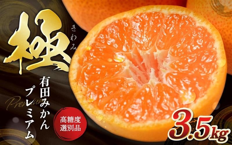 
                  ＼光センサー選別／極 有田みかんプレミアム 約3.5kg【選りすぐりの上位20％をお届け】2S～L\サイズ 有機質肥料100% ※2026年11月～2027年1月に順次発送予定 ※北海道・沖縄・離島への配送不可/ミカン 蜜柑 柑橘 フルーツ くだもの 果物 温州 有田 甘い 高級 贈答品 贈り物 新鮮  12月 【nuk168C】
                