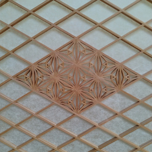 杉組子入り衝立 《高さ約1135×幅約1300×奥約305(mm)》 杉無垢材 木製 手作り 家具 インテリア 加茂市 吉建 【 杉 スギ 衝立 木製 ついたて 伝統工芸 組子 組子細工 職人 和風