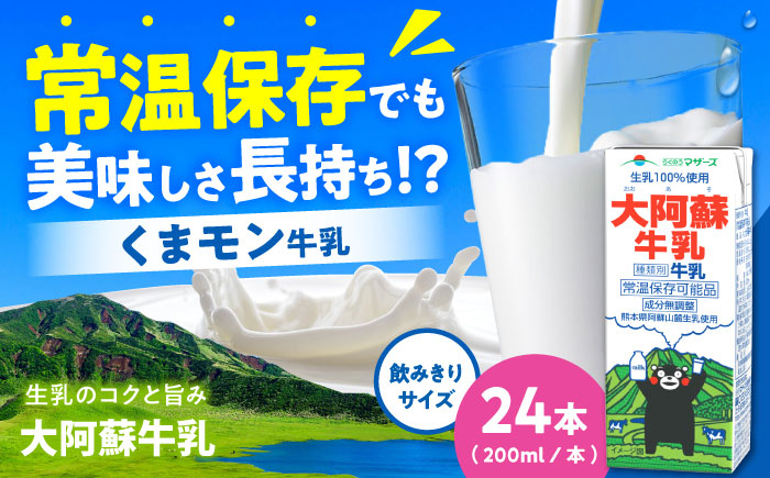 
            大阿蘇牛乳 ロングライフ くまモンラベル 200ml 24本（12本入り×2ケース） 4.8L【合同会社 福福堂】 [AYAC021]
          