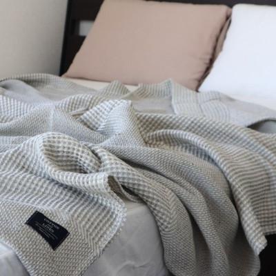 ふるさと納税 泉佐野市 【コットンリネン】泉州南部織 ハニカムワッフル織 シングルケット(グレー)030D166 |  | 01