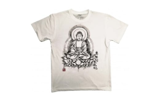 手描きTシャツ 仏画 阿弥陀如来 白 (半袖 Mサイズ)【1615542】