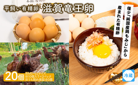 平飼い有精卵 滋賀竜王卵 20個 ※割れ保証計3個 ( こんもり盛り上がるプルプルな卵白 滋賀竜王卵 新鮮 平飼い 卵 純国産 鶏もみじ 大人気 たまご 鶏卵 卵黄 エッグ 希少 たまごかけ ご飯 玉