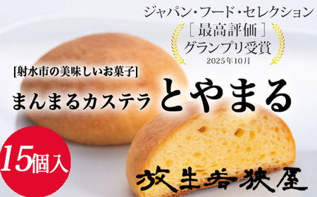 【射水の美味しいお菓子】放生若狭屋 まんまるカステラ とやまる 15個入（イナガキヤストデザイン） ※離島への配送不可