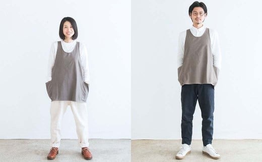 ショートエプロン_グレー S-UW-A22A