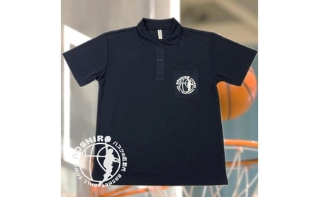 「バスケの街 能代」オリジナルポロシャツ ポケット付 ネイビー ファッション 服 男性 メンズ 女性 レディース 速乾性 メッシュ素材 トップス  LL