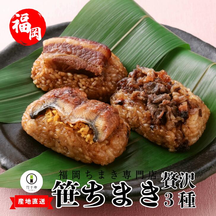 【ふるさと納税】『竹千寿　ちまき』 贅沢 笹ちまき 3種 9個 豚角煮 鰻 和牛 M670-1 | 中華ちまき おこわ 笹おこわ 個包装 冷凍おにぎり おにぎり お取り寄せ 贈り物 内祝 お返し お祝い グルメ 冷凍 ちまきギフト おこわセット うなぎ 蒲焼き 博多和牛 福岡 宮若