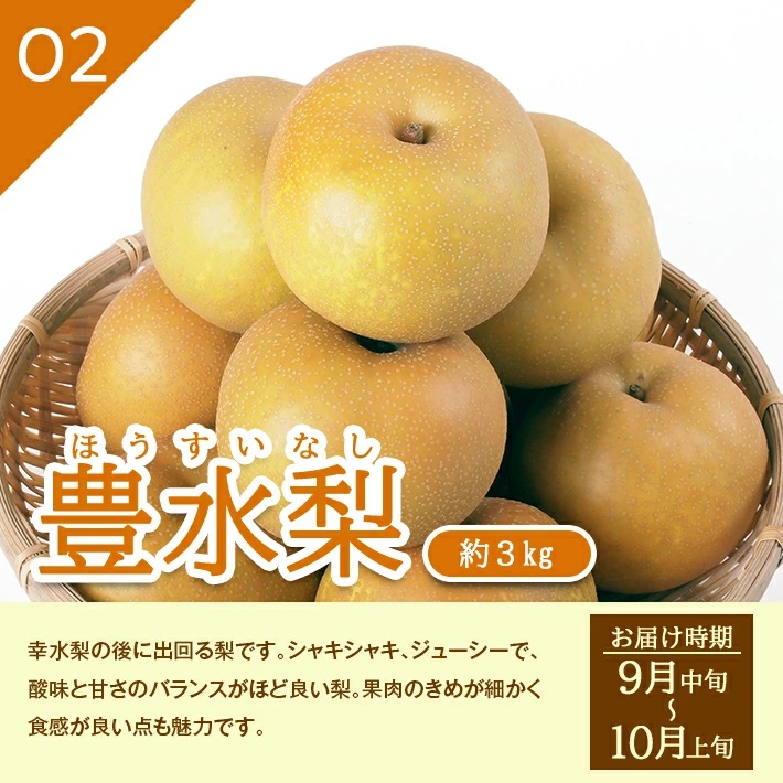 SE0348　【3回定期便】酒田産 特選 和梨3種味比べ定期便2025 (幸水梨、豊水梨、和梨〔品種おまかせ〕/各約3kg)