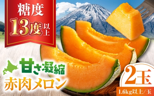 【2026年7月下旬以降順次発送】 赤肉メロン ２玉 《喜茂別町》【ニセコビュープラザ直売会協同組合】 メロン 化粧箱入り フルーツ 果物 赤肉 先行予約 常温 常温配送 北海道 [AJAH021] 13000 13000円