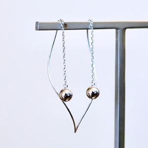 【ジュエリー】K10WG ホワイトゴールド 丸 ロング チェーン ピアス 保証書付 SMK-5219丸 242-019-b