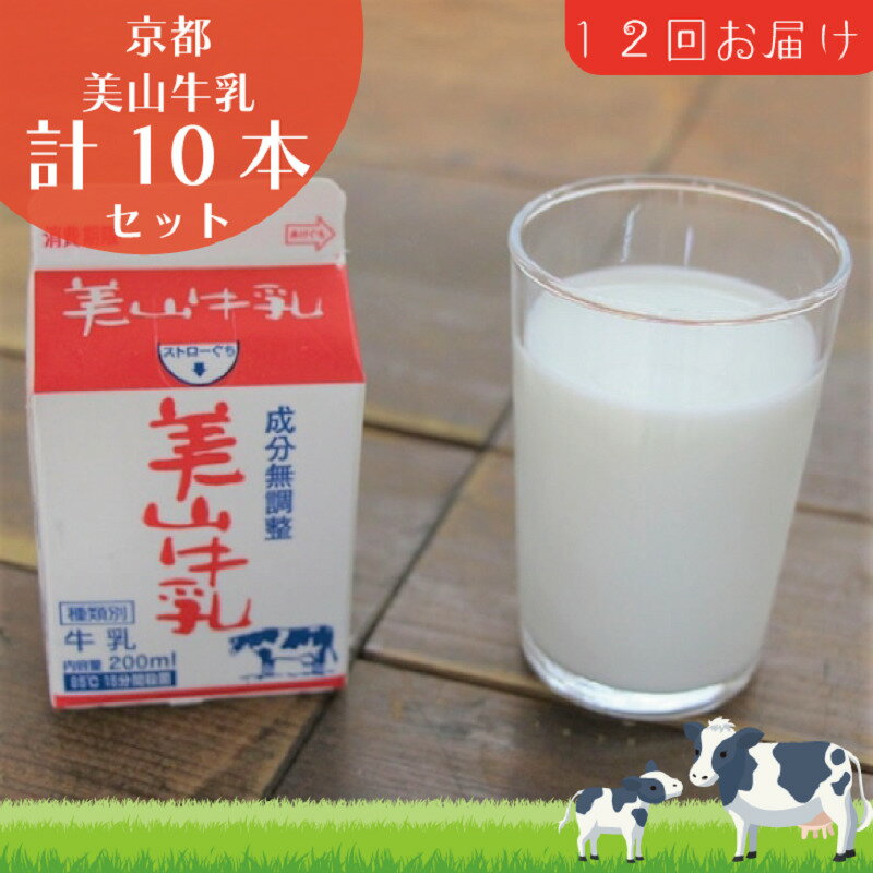 【ふるさと納税】牛乳 定期便 12ヶ月 京都 美山牛乳 200ml ×10本 セット 美山町 お取り寄せ パック 紙パック 200mL 定期 お楽しみ 12回 ※北海道・沖縄・離島への発送不可　 南丹市