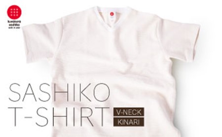 生地の強靭さにこだわったVネックTシャツ　生成 M