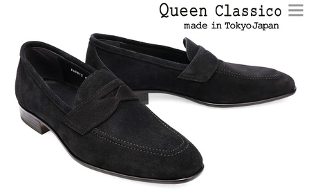 クインクラシコ 革靴 86001 (カラー：ブラック、サイズ：26.0cm) コインローファー メンズ スエード ドレスシューズ 牛革 カジュアル