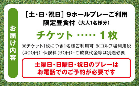 土日祝日大人１名様ゴルフ９ホールプレー券（限定昼食付） ／ ゴルフ 【(株)葉山産業】[ASAS001]
