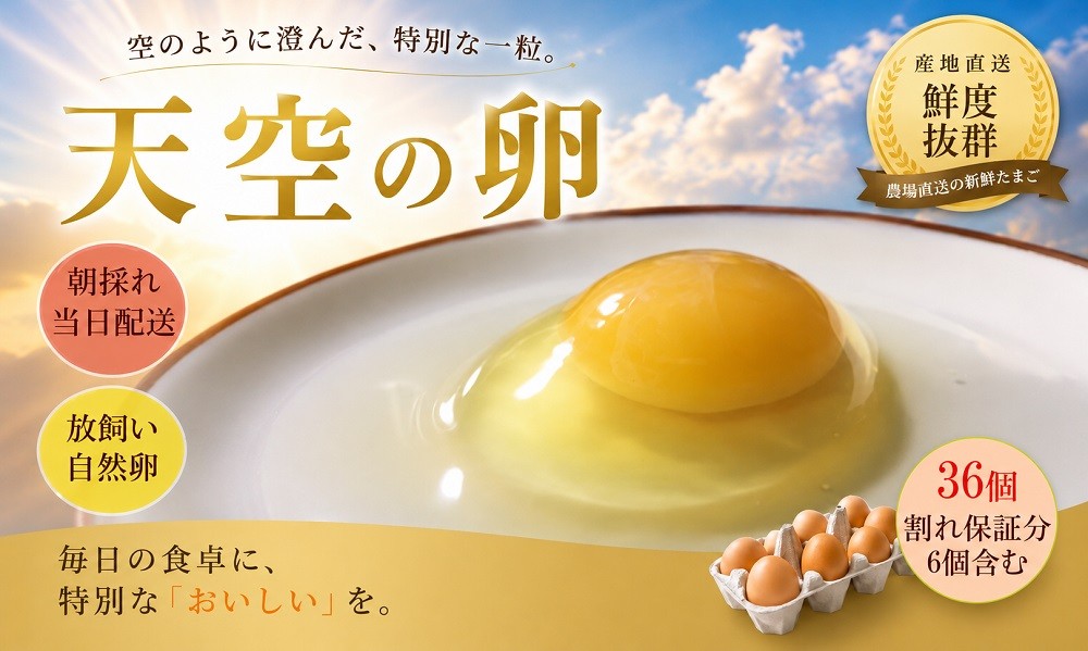 
            【ふるさと納税】381＊信州MIYAFARM　「天空の卵」新鮮野菜を食べて育った放し飼い自然卵　30個（割れ保証分6個付き　合計36個）
          