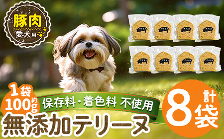 a1056-C ＜保存料・着色料 不使用＞愛犬用無添加豚テリーヌ8袋(1袋約100g・合計約800g)【Nフードサービス】姶良市 豚 テリーヌ 犬 ドッグ ペット フード エサ おやつ ごはん ご飯 間食 ご褒美 ペット関係