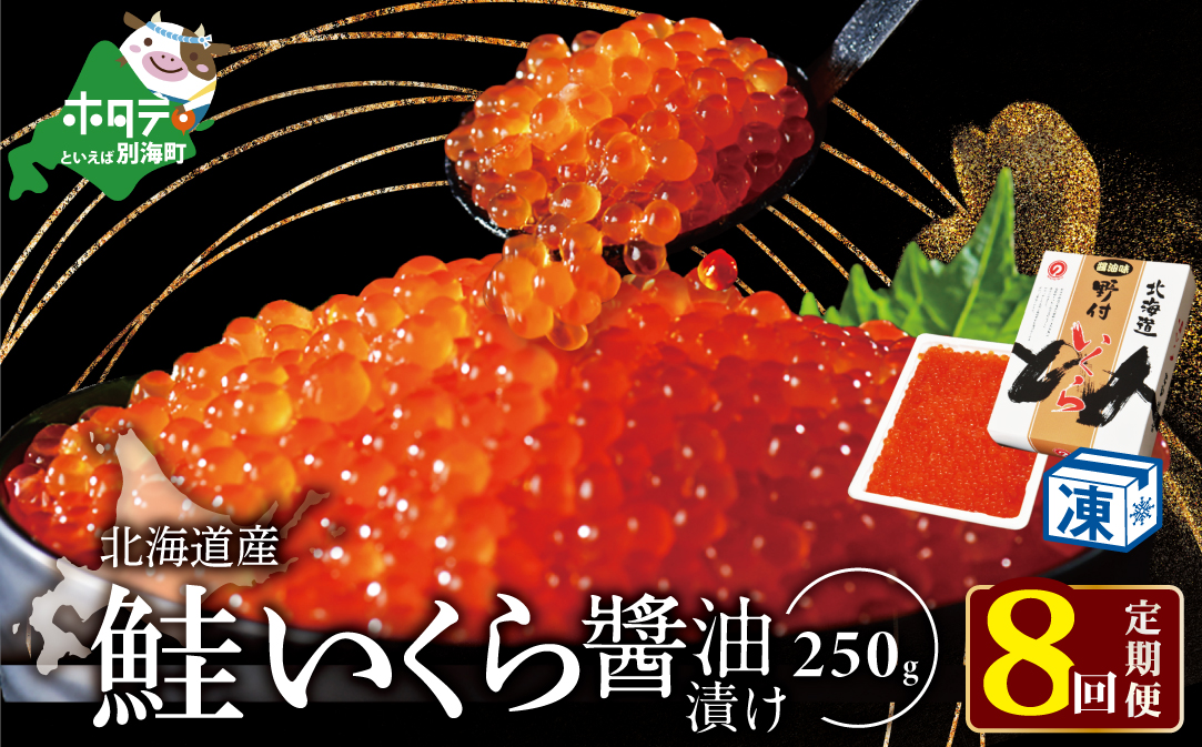 【250g×1パック 8回 お届け】 8ヵ月 定期便 本場「北海道」 いくら 醤油漬け【NKM08NQ13】( いくら イクラ いくら鮭 イクラ鮭 いくら醤油漬け イクラ醤油漬け 国産 道産 )