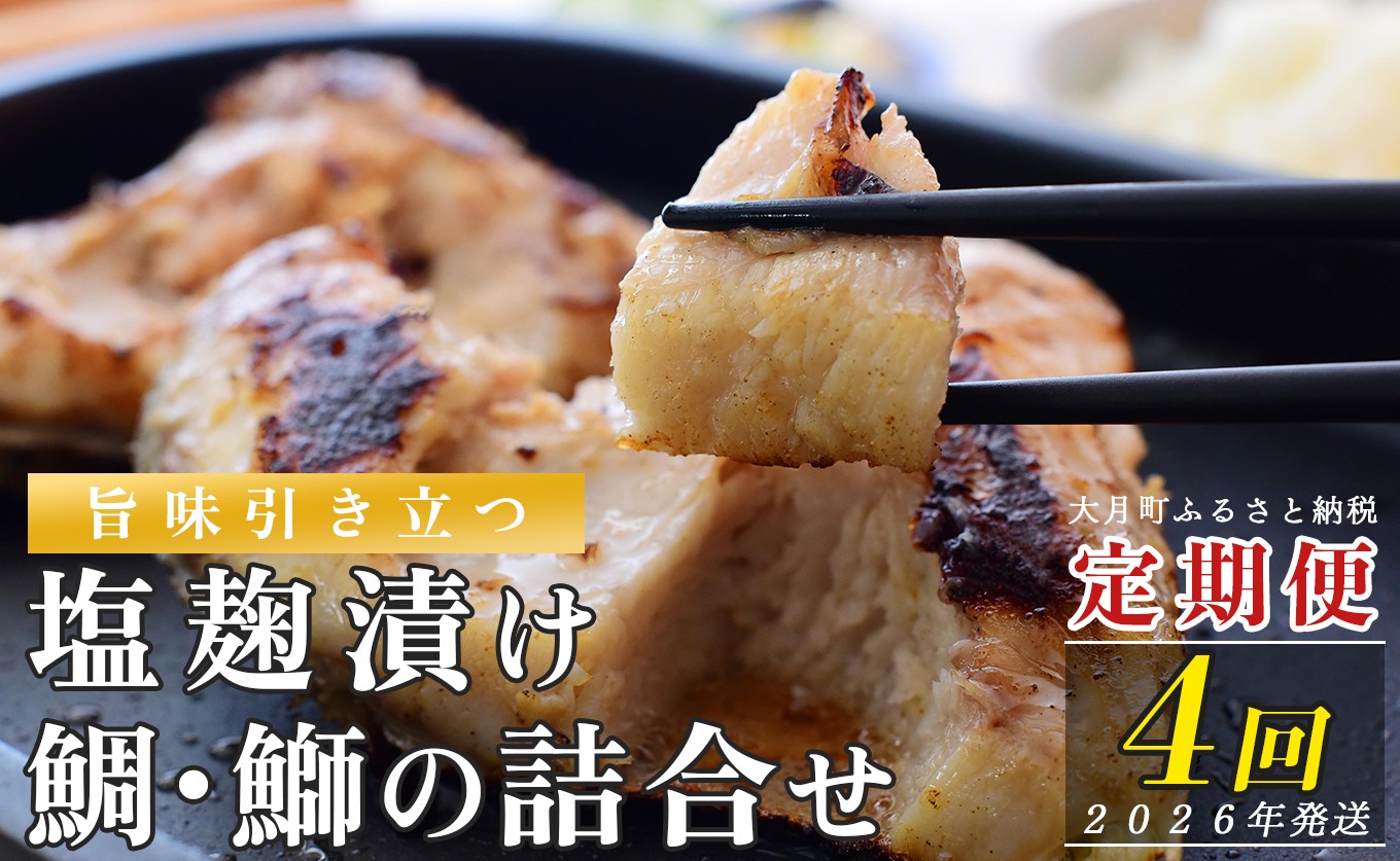 
            【定期便 4回】塩麹に漬け込んだタイ＆ブリ
          