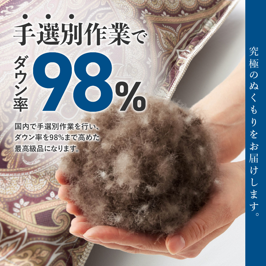 【甲州羽毛ふとん】本掛けシルクプリント手選別アイダーダウン（セミダブル） ピンク系 羽毛布団