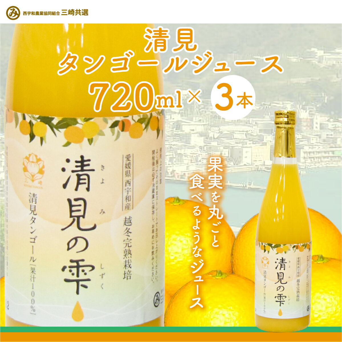 【ふるさと納税】清見タンゴールジュース （720ml×3本）※離島への配送不可 【 ふるさと納税 人気 おすすめ ランキング オレンジ みかん みかんジュース ミカンジュース みかんじゅーす 国産 贈答 プレゼント 清見 清見タンゴール 愛媛県 伊方町 送料無料 】 IKTBD001