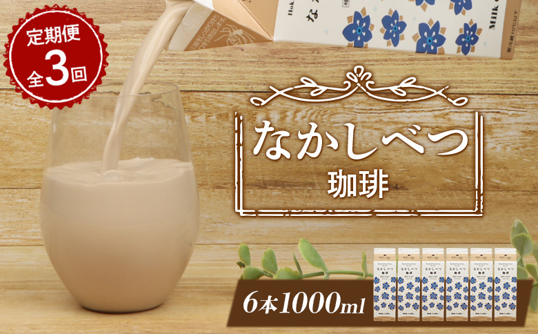 【定期便：全3回】北海道なかしべつ珈琲 1000ml×6本【1405301】
