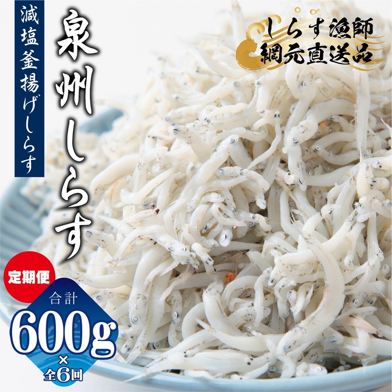 【圧倒的企業努力】泉州しらす （減塩釜揚げ）600g ×全6回 定期便 真面目漁師 濱ちゃんのこだわり G2190-1