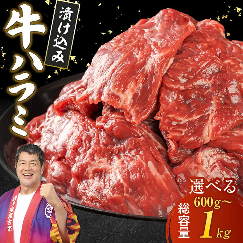 【ふるさと納税】吉田精肉店の漬け込み牛ハラミ[600g/800g/1kg]_ ハラミ 牛ハラミ 牛肉 肉 お肉 焼肉 焼き肉 やきにく 丼 牛 味付け タレ 岩手県 宮古市 おかず おつまみ BBQ バーベキュー プレゼント 冷凍 【配送不可地域：離島】【G1440322】