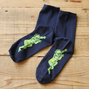 仏下-ぶつした-邪鬼ソックスMサイズ・ネイビー【1300214】