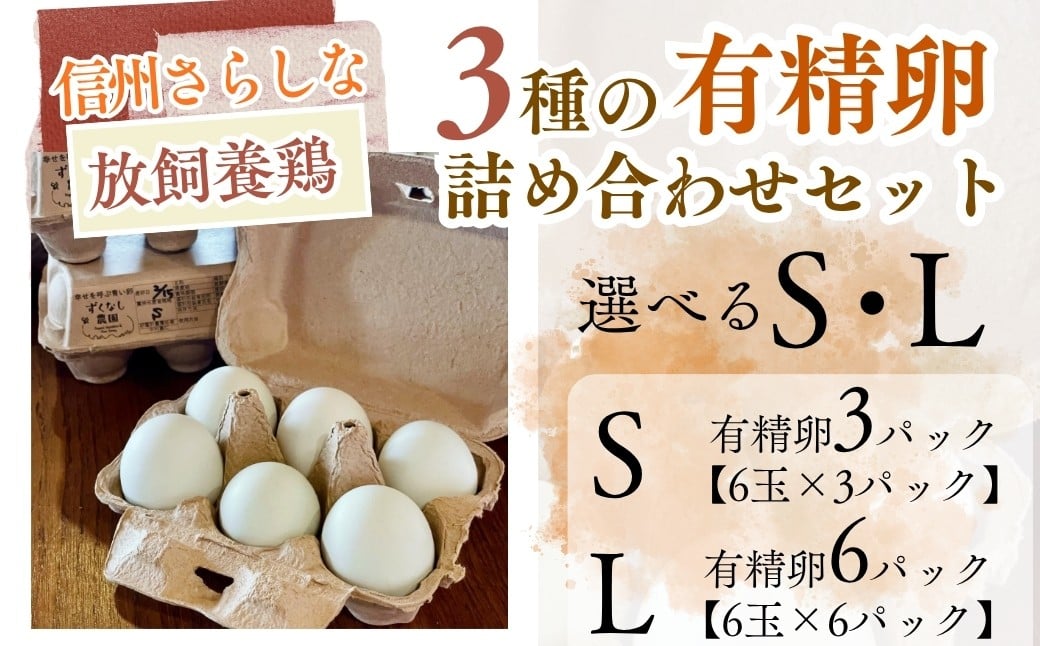 
            信州さらしな 放飼養鶏！3種の有精卵 詰め合わせセット S・L｜卵 たまご 名古屋コーチン アローカナ ネラ 信州 長野県産 千曲市
          