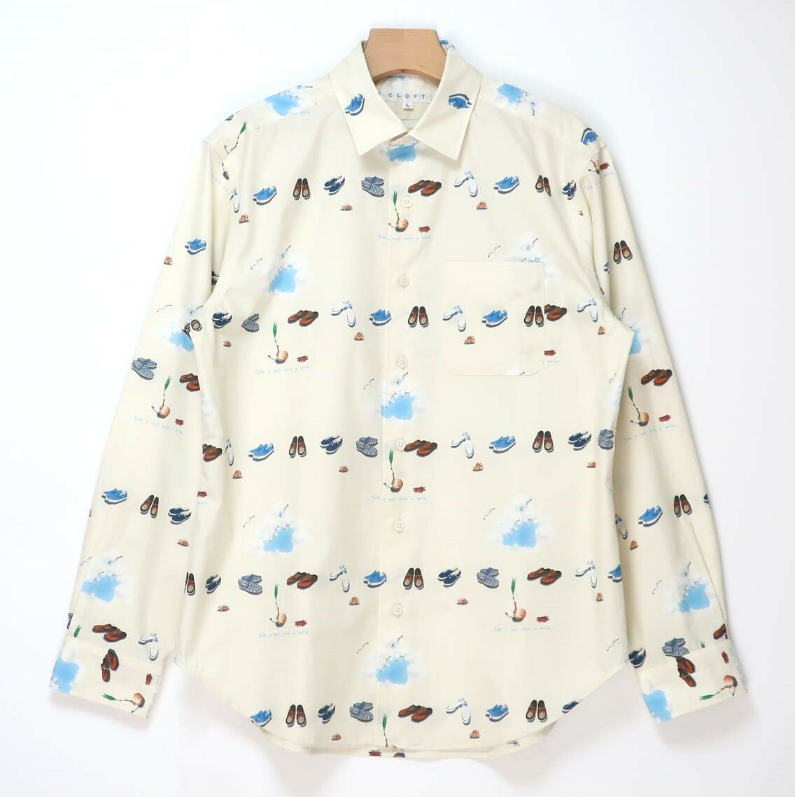 【ふるさと納税】CLOFT 綿100％長袖プリントシャツ”たまにはぼっーとしようよ” L 長袖 シャツ プリントシャツ デザイン おしゃれ 個性 上質 こだわり ギフト プレゼント 贈り物 東京 新宿 ベージュ ライトベージュ ナチュラル 0139-017-S07-2