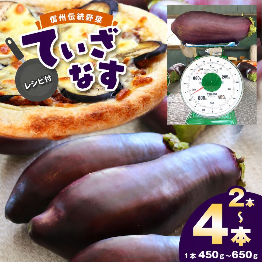 【ふるさと納税】【先行受付】信州伝統野菜 天龍村産ていざなす 2本 or 4本 セット ☆レシピ付き☆ ＜令和8年9月頃から順次発送予定＞ ｜伝統野菜 野菜 なす ナス 茄子 夏野菜 ていざなす 長野県 天龍村