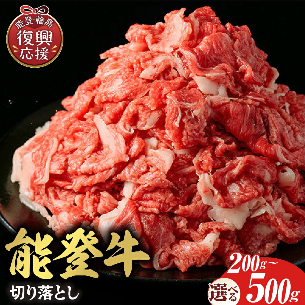 【ふるさと納税】【能登半島地震復興支援】【和牛セレブ】 能登牛 切り落とし ( 選べる内容量 : 200g 300g 400g 500g ) | 国産牛 ブランド牛 牛肉 肉 お肉 和牛 A5ランク 霜降り お取り寄せ ご当地 グルメ 冷凍 送料無料 石川県 輪島市