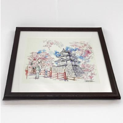 ふるさと納税 弘前市 弘前城と下乗橋の複製画イラスト1枚(額縁付き)|24_asi-030101 |  | 01