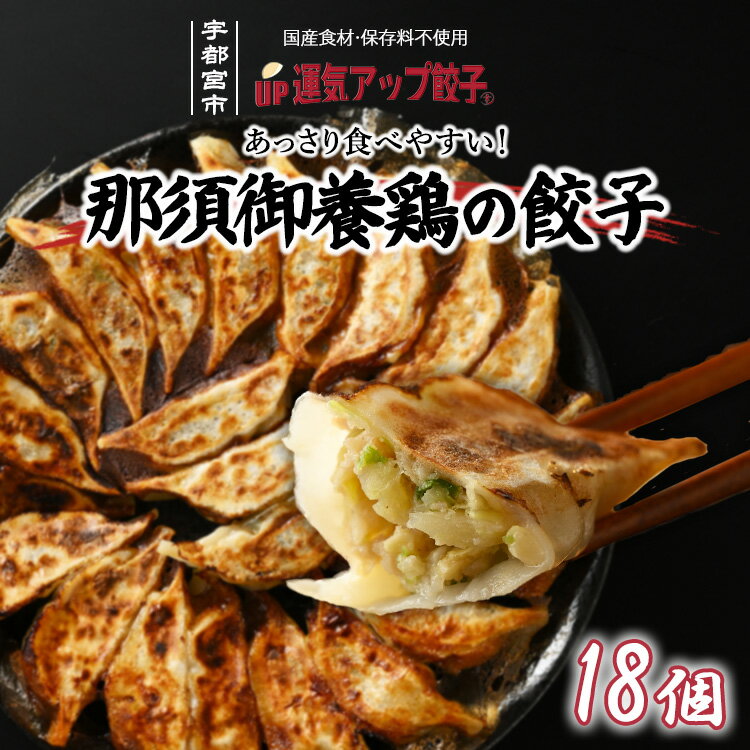【ふるさと納税】宇都宮餃子 運気アップ餃子 那須御養鶏の餃子 18個 保存料不使用【 餃子 ぎょうざ 冷凍餃子 冷凍食品 惣菜 栃木県 宇都宮市 】※配送不可地域：離島