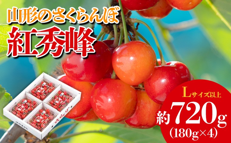 
            山形のさくらんぼ 紅秀峰 約720g(180g×4)【令和8年産先行予約】FS25-640 くだもの 果物 フルーツ 山形 山形県 山形市 2026年産
          
