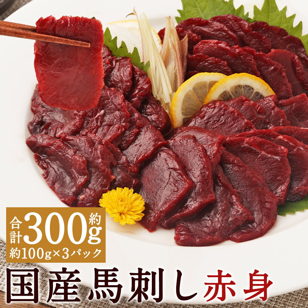 【ふるさと納税】国産馬刺し 赤身 合計約300g 約100g×3パック 馬刺しタレ付き 馬刺し 馬肉 小分け 国産 冷凍 送料無料