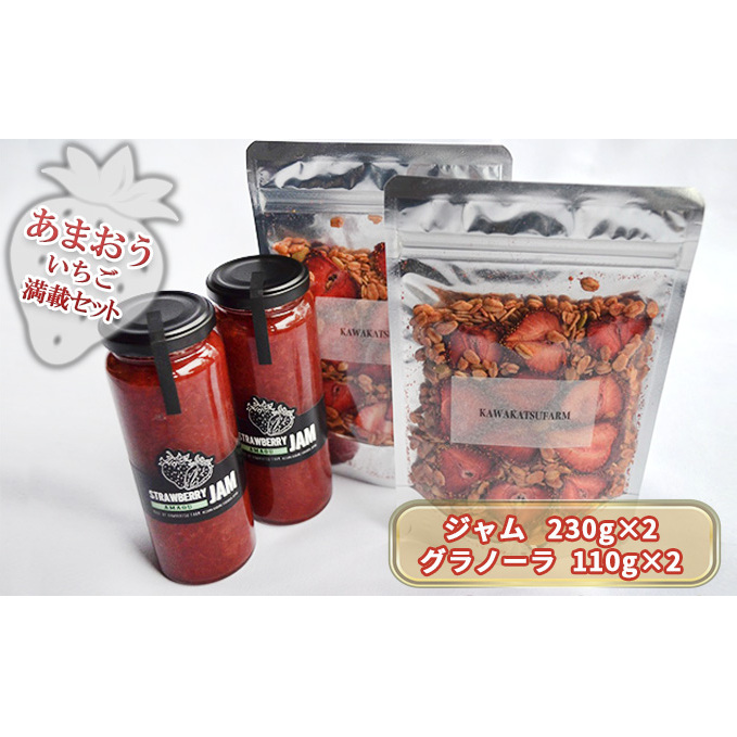 ジャム グラノーラ セット あまおうジャム 230g×2＋いちごいちごいちごあまおうグラノーラ 110g×2 加工食品 イチゴジャム ストロベリージャム シリアル 朝食 朝ごはん 小腹 特別栽培 