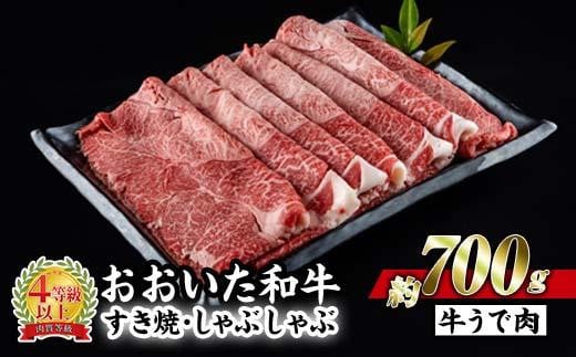 おおいた和牛 すき焼き しゃぶしゃぶ 用 ウデ肉 (計700g：700g×1P) 牛肉 スライス パック ウデ 薄切り A4 黒毛和牛 ブランド牛 国産 冷凍 惣菜 おかず うで肉 鍋 大分県 佐伯市 【BD183】【西日本畜産 (株)】