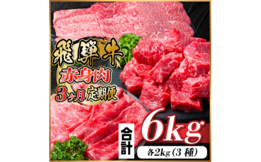 ＜毎月定期便＞飛騨牛 赤身肉定期便 計6kg全3回【4060299】