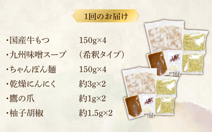 【全6回定期便】博多もつ鍋セット(九州味噌仕立て) 4～6人前 国産牛もつ600g《築上町》【株式会社ベネフィス】 [ABDF141]