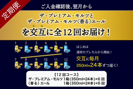 【月替わり12回コース】《毎月交互にお届け》プレモル　香るエール　2種　350ml × 24本 計12箱 《お申込み月の翌月中旬から下旬にかけて順次出荷開始》