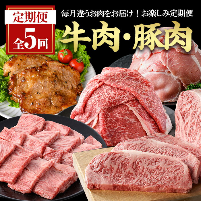 【ふるさと納税】＼レビューキャンペーン実施中！／【全5回定期便】＜毎月違うお肉をお届け！＞お楽しみ定期便 (合計2.66kg以上) 豚肉 豚 牛肉 牛 黒毛和牛 ステーキ スライス すき焼き 味噌だれ 肉 定期便 5回 九州産 豚ロース 生姜焼き 柚子 胡椒 国産 鹿児島【ナンチク】