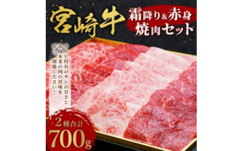 宮崎牛 切り落とし 霜降り ＆ 赤身 焼肉セット 700g カルビ モモ ウデ 赤身 国産牛 牛肉 お肉 冷凍 焼肉 焼き肉 BBQ バーベキュー 鉄板 ホットプレート ギフト 贈答用 贈り物 特別な