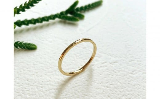 K18 丸つち目 厚リング（ハンドメイド）【サイズ：18号】