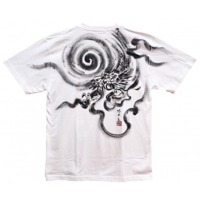 手描きTシャツ 日本画 龍神 白 (半袖 XLサイズ)【1615185】