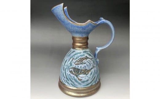 
            益子焼 オルカとクジラのいる注器＊花器 | 栃木県 伝統工芸品 美術品 1点限定品 一点物 陶器 陶芸 作家
          